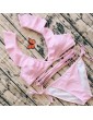 Pink-Striped Frilled Bikini Set
