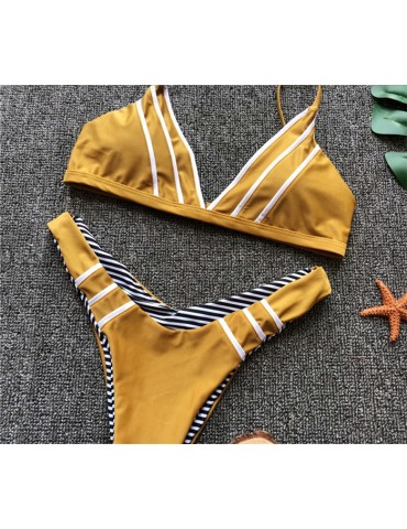 Yellow High Cut Bikini Set