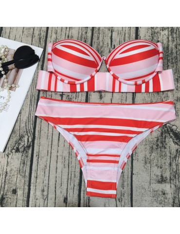 Cutout Valentine Bandeau Bikini Set