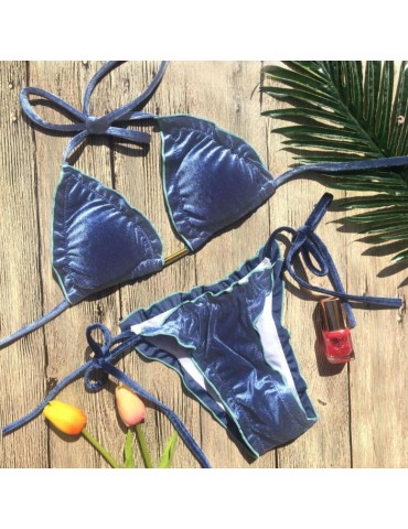 Blue Velvet Bikini Set