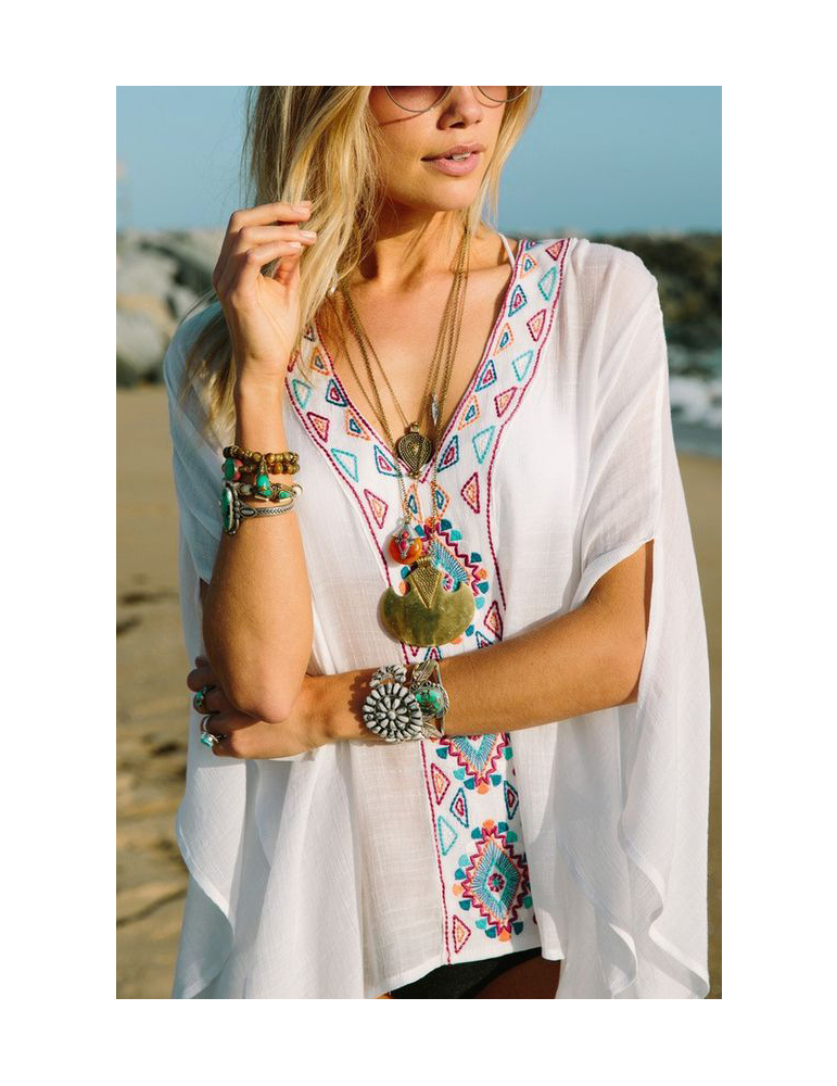 Color Accented White Tunic