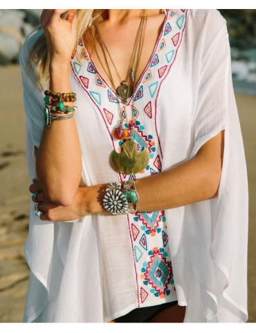 Color Accented White Tunic
