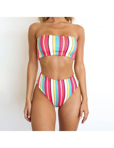 Multi-Color Bandeau Bikini Set