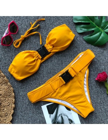 Yellow Belted Bikini Set