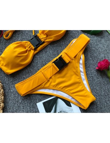 Yellow Belted Bikini Set