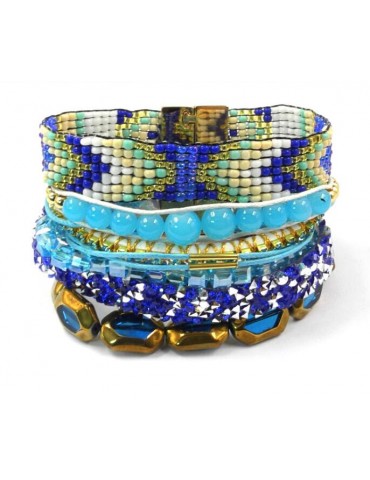 Blue Rhinestones Multilayer Bracelet